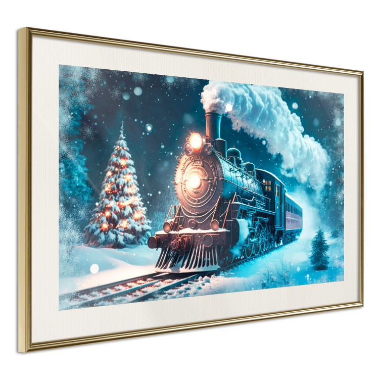 Poster Christmas Locomotive - A Train Traveling Through a Snowy Forest at Night 151868 additionalImage 10