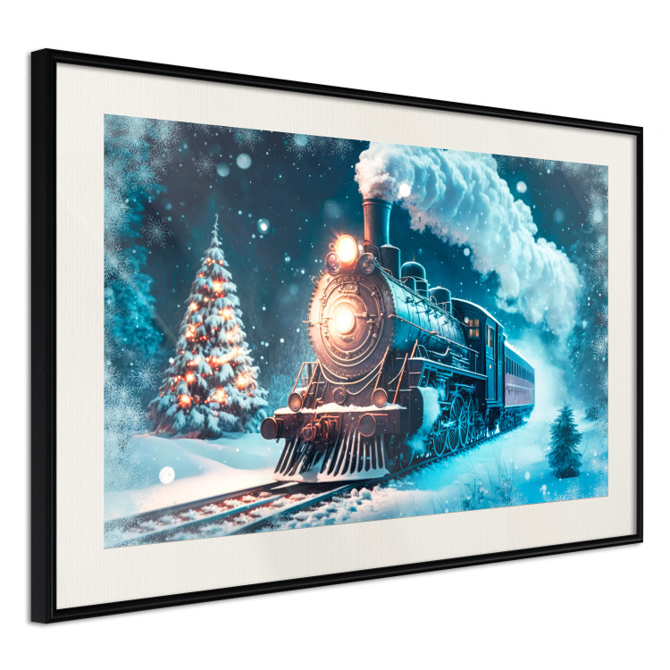 Poster Christmas Locomotive - A Train Traveling Through a Snowy Forest at Night 151868 additionalImage 9
