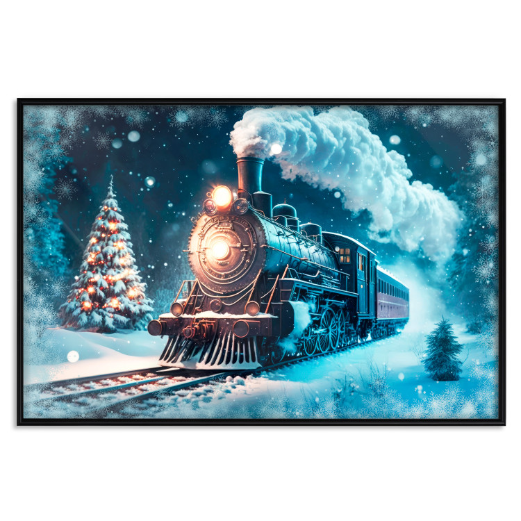 Poster Christmas Locomotive - A Train Traveling Through a Snowy Forest at Night 151868 additionalImage 20