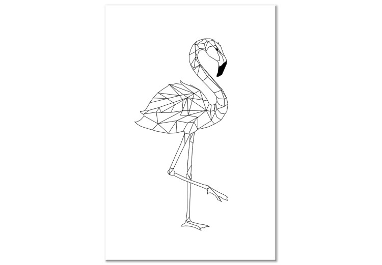 Leinwandbild Flamingo mit gehobenem Bein - geometrische Abstraktion 128378