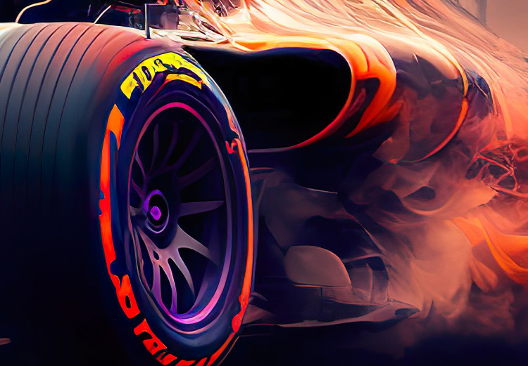 Fototapete Fiery Racer - A Flaming Formula 1 Car Inspired by Video Games 150678 additionalImage 4