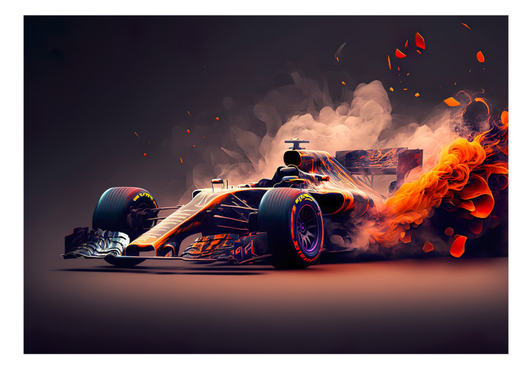 Fototapete Fiery Racer - A Flaming Formula 1 Car Inspired by Video Games 150678 additionalImage 1