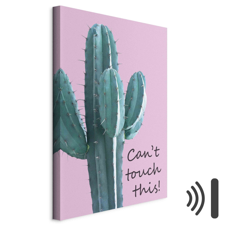 Leinwandbild Can’t Touch This! - Inscription on a Pink Background With a Green Cactus 151278 additionalImage 8
