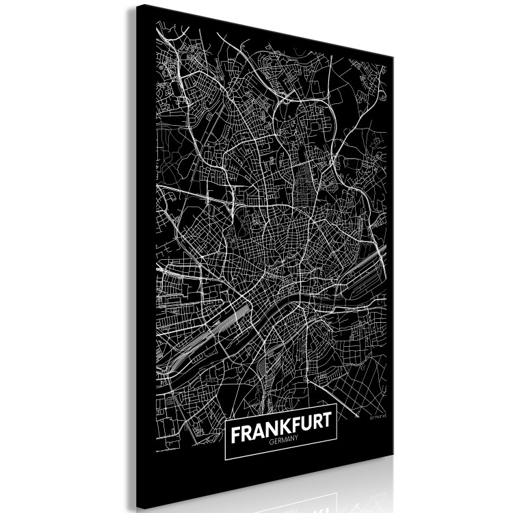 Leinwandbild Schwarzer Stadtplan von Frankfurt – schwarz-weißer Stadtplan mit Inschriften auf Englisch 118098 additionalImage 2