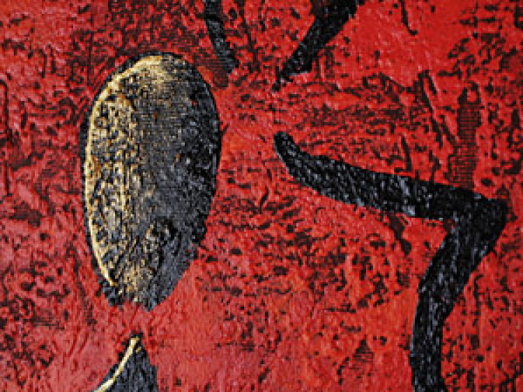 Wandbild Treffen von Rot und Braun (4-teilig) - Abstraktion mit Figuren 47298 additionalImage 2