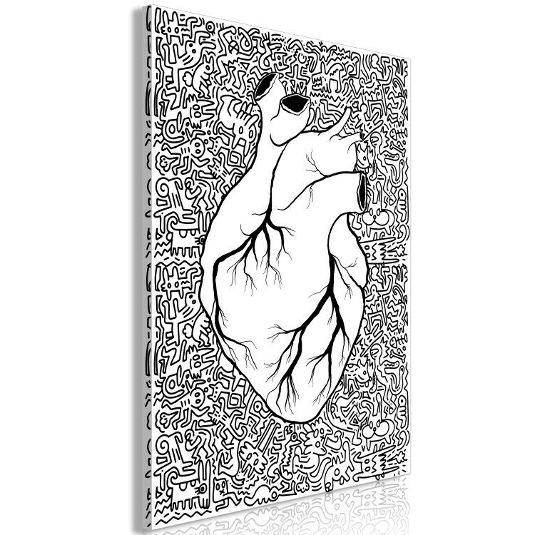 Wandbild Anatomische Herzenkonturen - Abstrakte Zeichnung in Schwarz-Weiß 127819 additionalImage 2