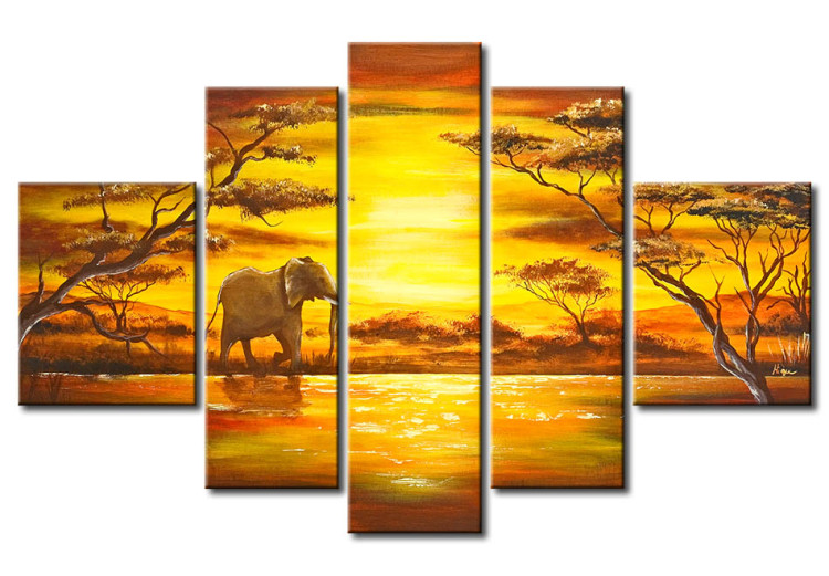 Wandbild Ein Elefant an der Tränke 49229