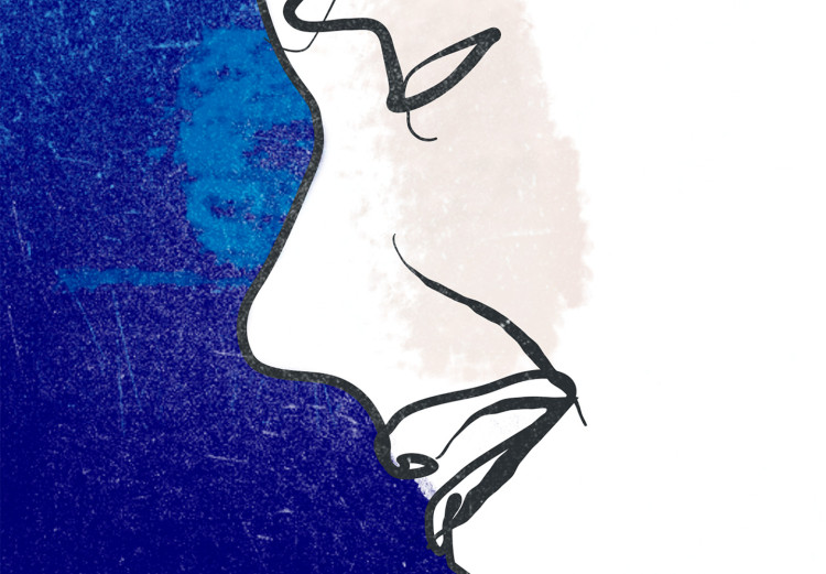Bild auf Leinwand Frauenporträt auf blauem Hintergrund in einem minimalistischen Stil 135639 additionalImage 5