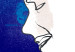 Bild auf Leinwand Frauenporträt auf blauem Hintergrund in einem minimalistischen Stil 135639 additionalThumb 5