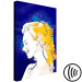 Bild auf Leinwand Frauenporträt auf blauem Hintergrund in einem minimalistischen Stil 135639 additionalThumb 6