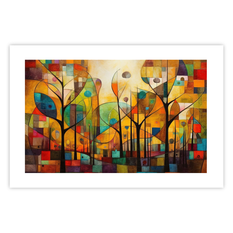 Wandposter Colored Forest - A Geometric Composition Inspired by Klimt’s Style 151139 additionalImage 9