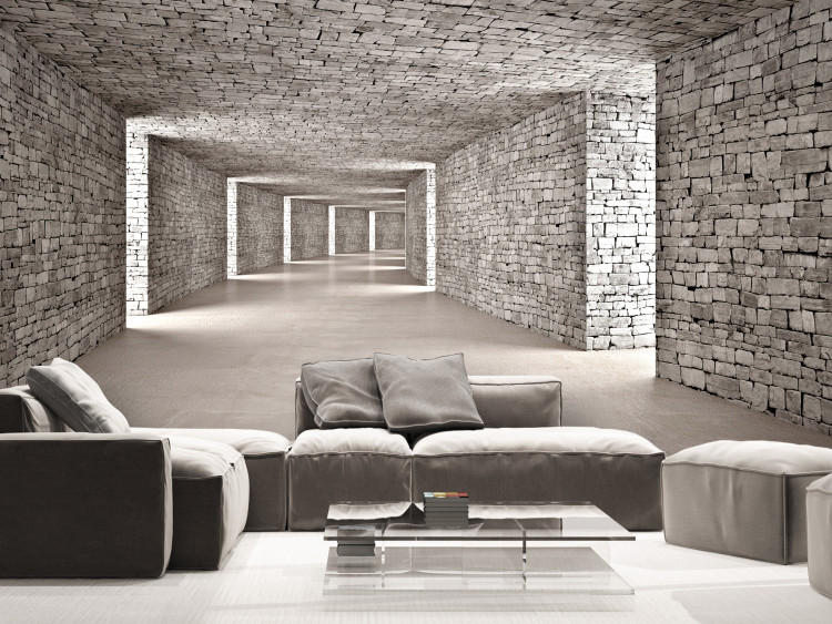 Vlies Fototapete 3D Tunnel - Enlarging the Interior Space with Decorative Stone 146449