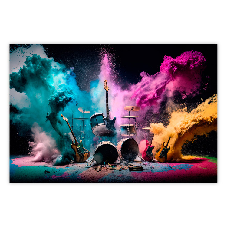 Poster Exploding Instruments - Rock Scene With Drums and Guitars 150649