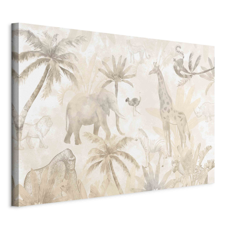 Leinwandbild XXL Tropical Safari - Wild Animals in Beige Shades [Large Format] 151249 additionalImage 2