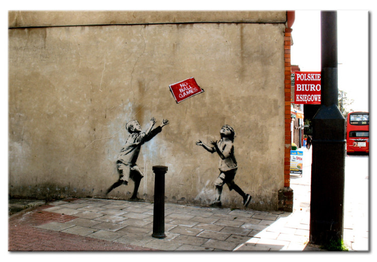 Leinwandbilder Fussballspielen verboten (Banksy) - Banksy und Street art -  Wandbilder