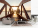 Vlies Fototapete Stadtarchitektur - Holzbrücke über Fluss im Sonnenlicht 74549