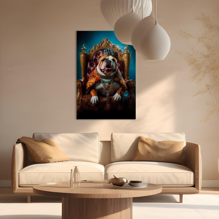 Wandbild AI Dog English Bulldog - Animal in the Role of King on the Throne - Vertical 150259 additionalImage 9