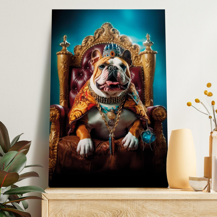 Wandbild AI Dog English Bulldog - Animal in the Role of King on the Throne - Vertical 150259 additionalImage 11