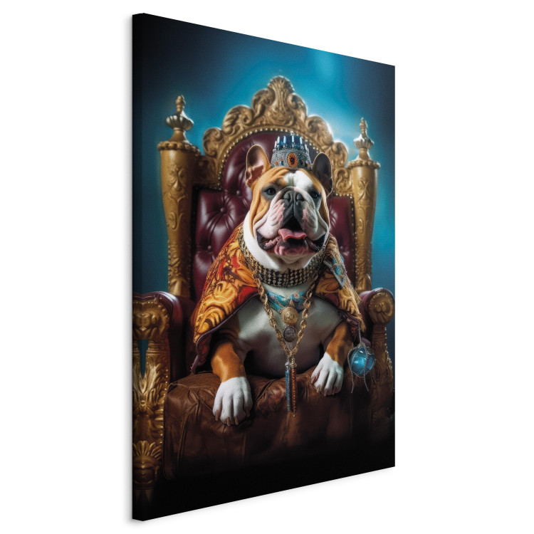 Wandbild AI Dog English Bulldog - Animal in the Role of King on the Throne - Vertical 150259 additionalImage 2