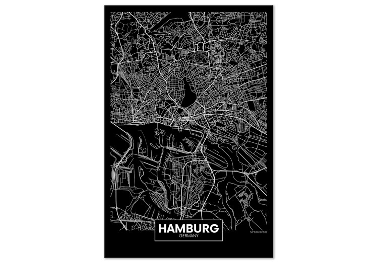 Wandbild Dark Map of Hamburg (1 Part) Vertical 118089