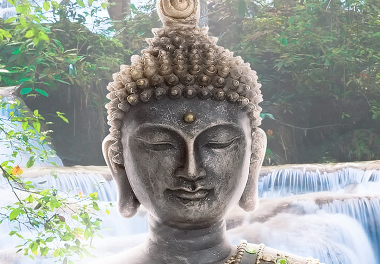 Bild auf Leinwand Buddha and Waterfall (3 Parts) Green 121989 additionalImage 5