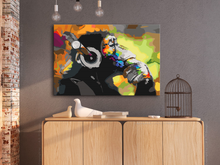 Wandbild zum Ausmalen Affe mit Kopfhörer (Multicolor) 132489 additionalImage 2