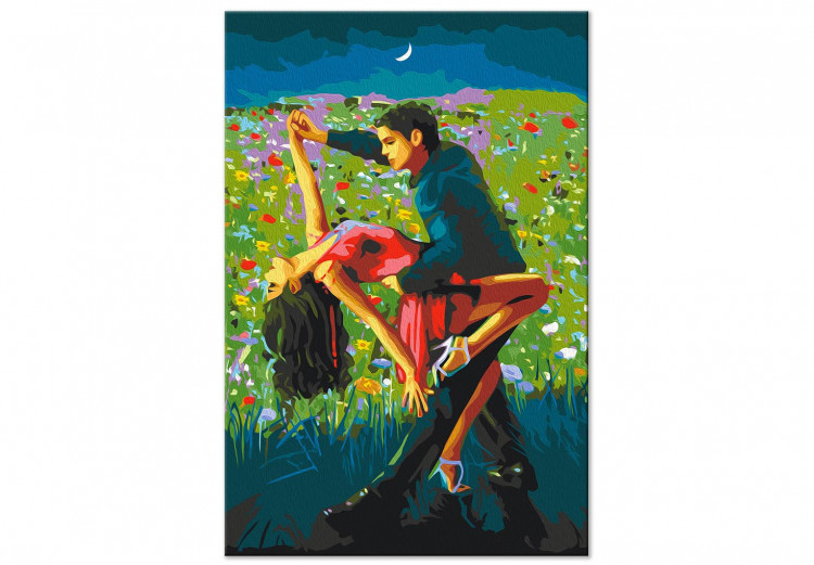 Wandbild zum Ausmalen Tango in the Moonlight - A Dancing Couple in a Colorful Meadow 144089 additionalImage 7