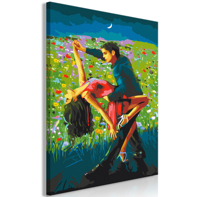 Wandbild zum Ausmalen Tango in the Moonlight - A Dancing Couple in a Colorful Meadow 144089 additionalImage 6