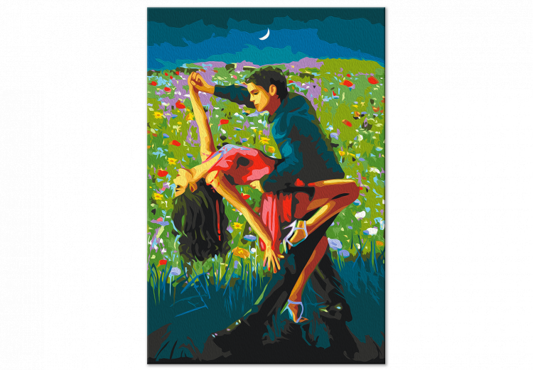 Wandbild zum Ausmalen Tango in the Moonlight - A Dancing Couple in a Colorful Meadow 144089 additionalImage 4